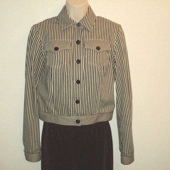 Worth Jackets & Blazers - Worth Size 2 Cropped Jacket Black & Gray-Cream